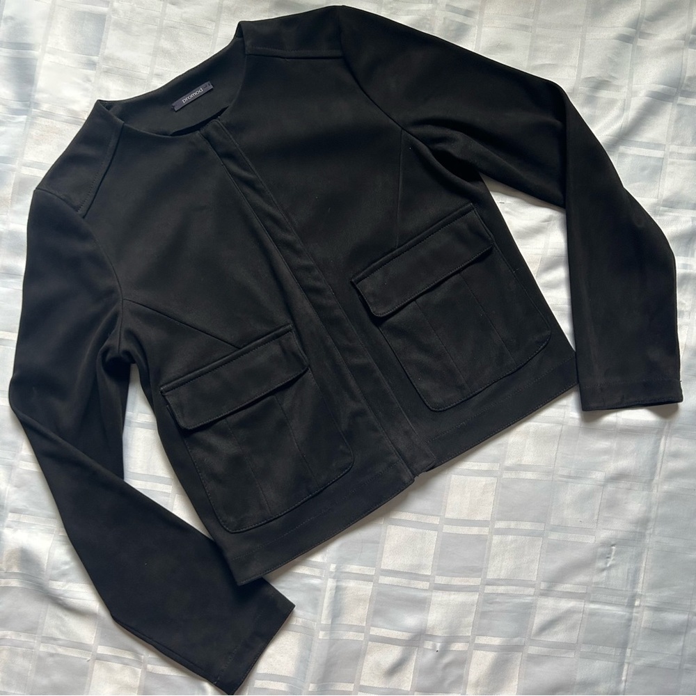 Promod Black Faux Suede Lightweight Jacket